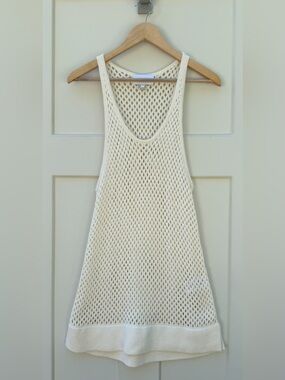 Current/Elliott size 3 Cream Open-Knit Tank Swim Coverup- Butter Mom Beach